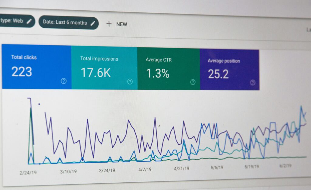 picture of website stats displayed on a dashboard